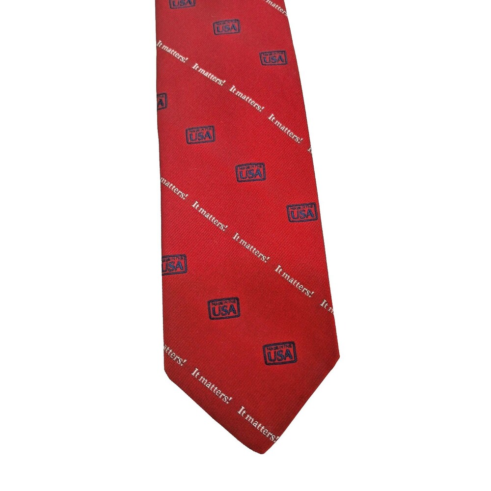 Made in the USA It Matters! Red Patriotic Silk Necktie 56" Novelty Tie
